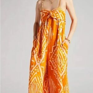 Anthropologie Orange Jumpsuit